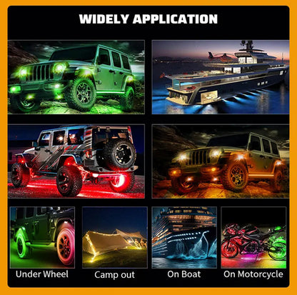 RGB 3D Lens Rock Lights – APP Remote Control LED Underglow for Offroad RZR, SUV, ATV, UTV, Jeep