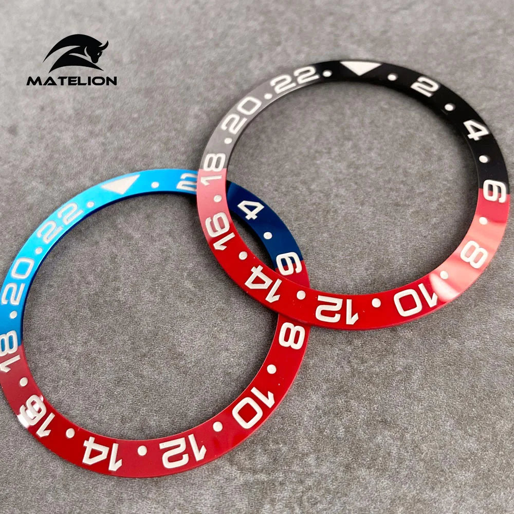 MATELION 38mm Ceramic Bezel Insert — Alloy Watch Ring for 40mm NH35/NH34 GMT Diving Watches