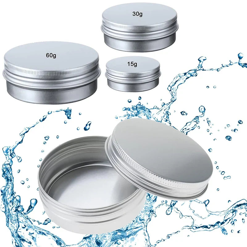 1/5/10pcs Empty Silver Aluminum Tins – 5-250ml Screw Top Round Containers for Candles, Spices & Storage