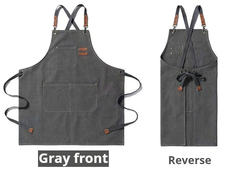 New Fashion Canvas Kitchen Apron – Unisex Chef Work Apron for Grill, Restaurant, Bar, Shop, Cafes, and Beauty Nail Studios