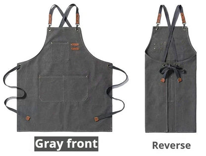 New Fashion Canvas Kitchen Apron – Unisex Chef Work Apron for Grill, Restaurant, Bar, Shop, Cafes, and Beauty Nail Studios