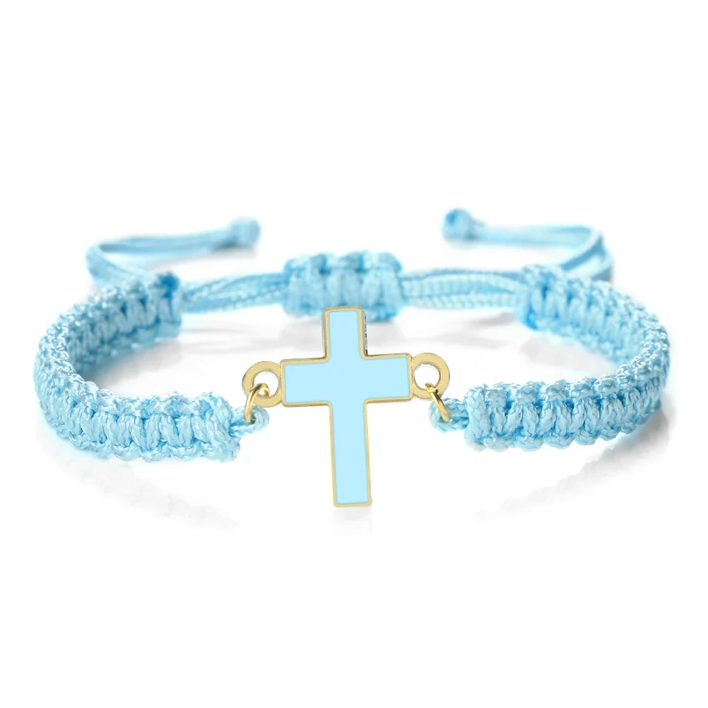 Jesus Cross Braided Bracelet - Handmade Christian Faith Friendship Bangle Jewelry Gift for Women & Men