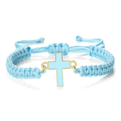 Jesus Cross Braided Bracelet - Handmade Christian Faith Friendship Bangle Jewelry Gift for Women & Men