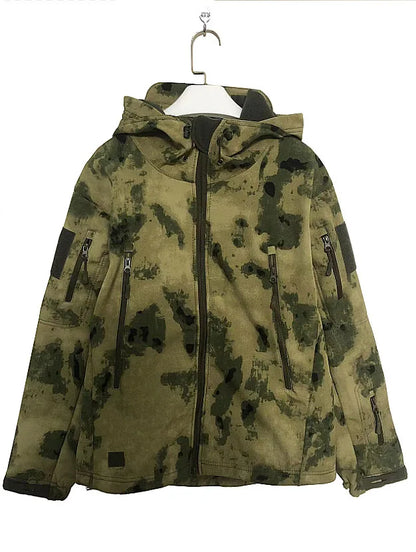 2024 Tactical Soft Shell Jacket for Men - Windproof Waterproof Breathable Fleece Hooded Combat Coat