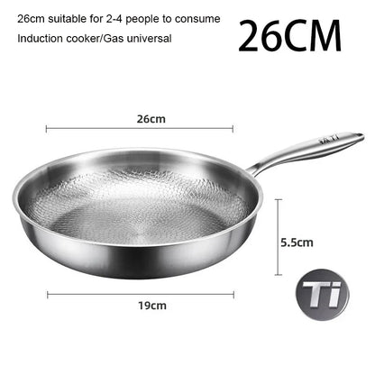 German Pure Titanium Frying Pan - Non-Stick Uncoated Fish Scale Hammer Pattern Titanium Alloy Cookware, 26/28/30cm