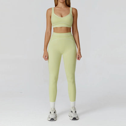 Women’s 2-Piece Fitness Yoga Set, Gym Running Tracksuit, Push-Up Sportswear Leggings, Athletic Workout Outfit