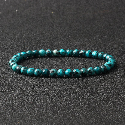 4mm Natural Stone Bead Stretch Bracelet for Men & Women – Agate Lava Handmade Reiki Crystal Jewelry