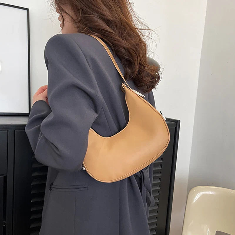 Fashion PU Leather Underarm Bag for Women – Trendy Clutch Handbag, Single Shoulder, Simple Hobo Tote