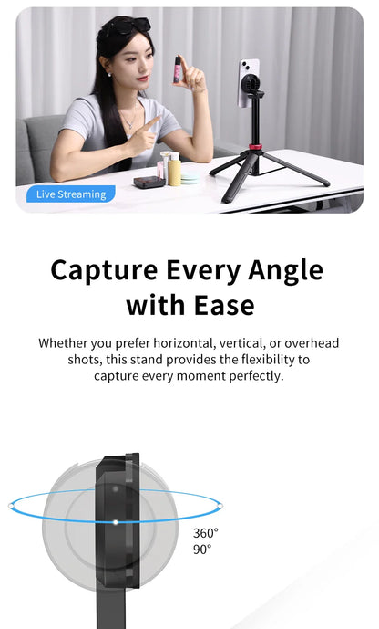 Ulanzi MT-84 Selfie Stick Magnetic Tripod - 1.53M, Wireless Bluetooth Remote, Phone Extension for Live Streaming & Vlogs