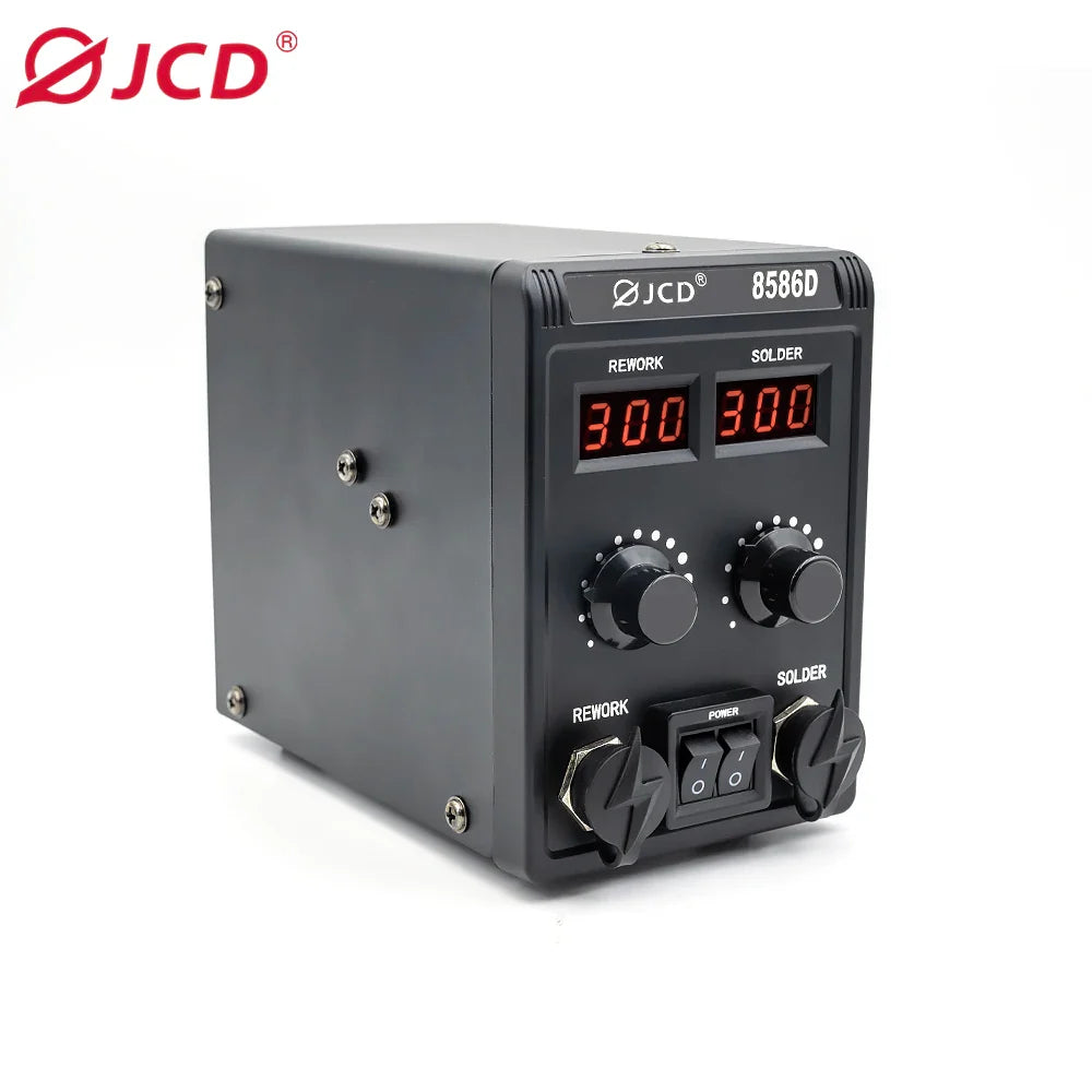 JCD 8586D 2-in-1 750W Soldering Station with Hot Air Gun – LCD Digital Display Electric Soldering Iron for SMD Welding & Rework