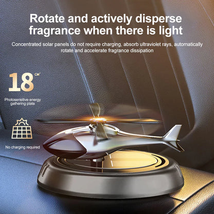 Solar Car Air Freshener – Helicopter Decoration with Rotating Aromatherapy Perfume Diffuser, Interior Car Decoration