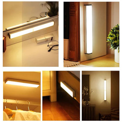 Wireless LED Motion Sensor Night Light: Type C Rechargeable Lamp for Cabinet, Wardrobe, Staircase Backlight - Ideal for Kitchen