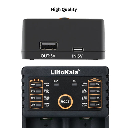 LiitoKala Lii-202 Battery Charger – Multi-Voltage 1.2V/3.7V Charging for 18650, 21700, 20700, 26650, 14500, 16340 NiMH & Li-Ion Batteries