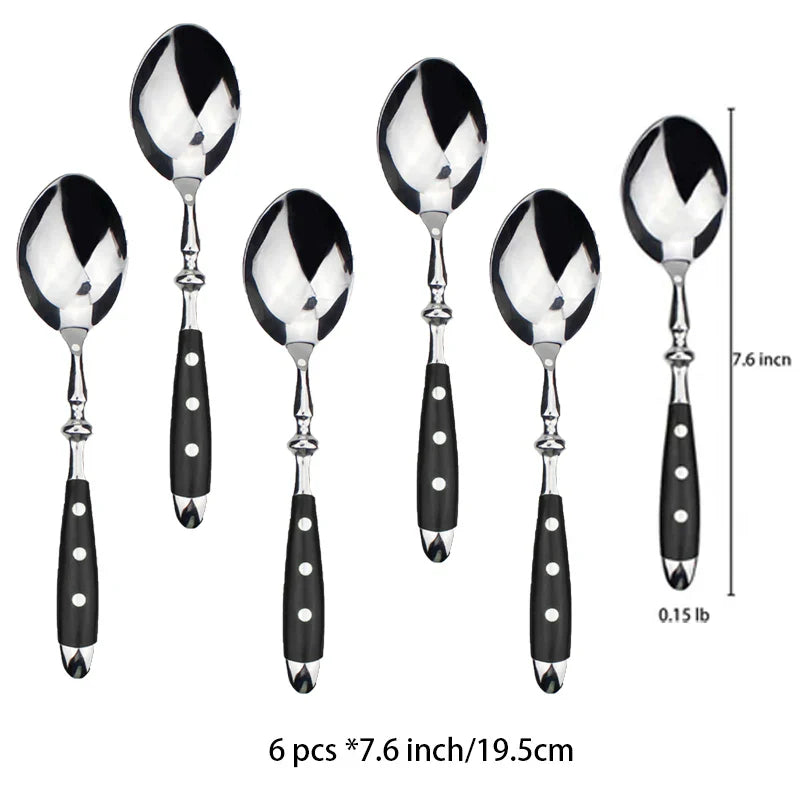Classic Elegant Stainless Steel Cutlery Set – Fork, Spoon, Knife & Teaspoon Full Dining Steak Dinnerware Collection