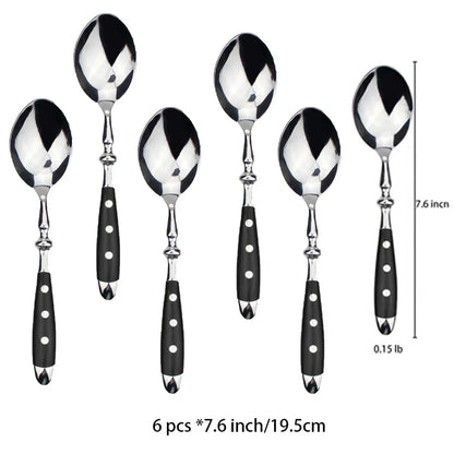 Classic Elegant Stainless Steel Cutlery Set – Fork, Spoon, Knife & Teaspoon Full Dining Steak Dinnerware Collection