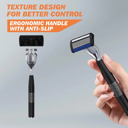 Men’s 7-Layer Stainless Steel Safety Razor – Washable Manual Shaver with Beard Guard & Metal Razor Holder