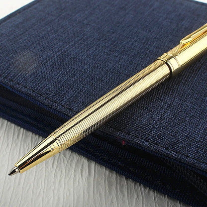 Luxury 0.7mm Metal Rollerball Pen – Blue Ink Gold Steel Signature Pen for Office & School Writing