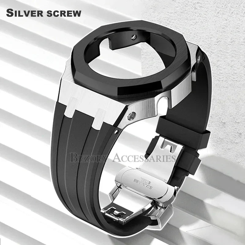 GEN4 Casioak GA2100 Mod Kit – Stainless Steel Case, Bezel, and Rubber Strap Replacement for G-SHOCK GA2100/GA2110