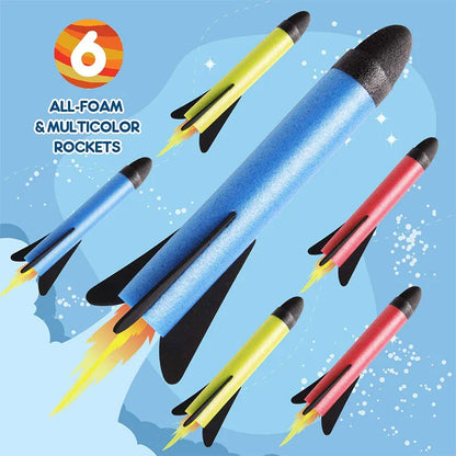 Kid Air Rocket Foot Pump Launcher - Outdoor Air Pressed Stomp Soaring Rocket Toy Set for Children, Jump Sport Games