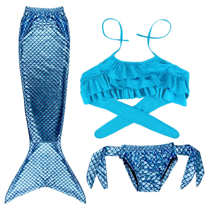 Little Girl Mermaid Tail Swimsuit — Kids Beach Bikini Cosplay Costume, Perfect Birthday Gift for Girls