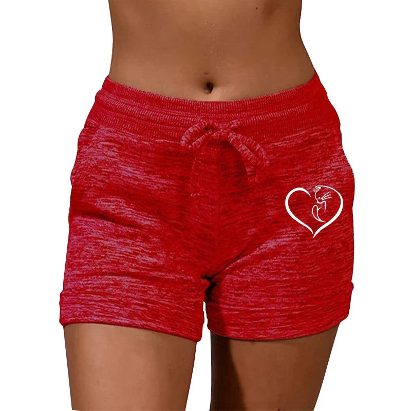 Summer Women’s High Waist Elastic Printed Shorts — Casual Sport Fitness Running Oversize Sweatpants