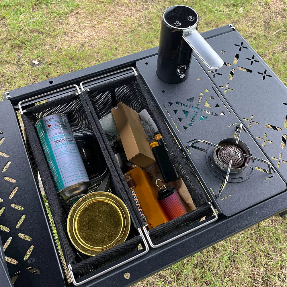 Portable Folding IGT Mesh Drain Basket – Camping Storage Box for Outdoor IGT Table Accessories