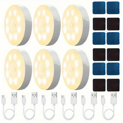 Motion Sensor LED Night Light USB Rechargeable – Wireless Cabinet, Wardrobe & Staircase Lamp (1–8PCS)