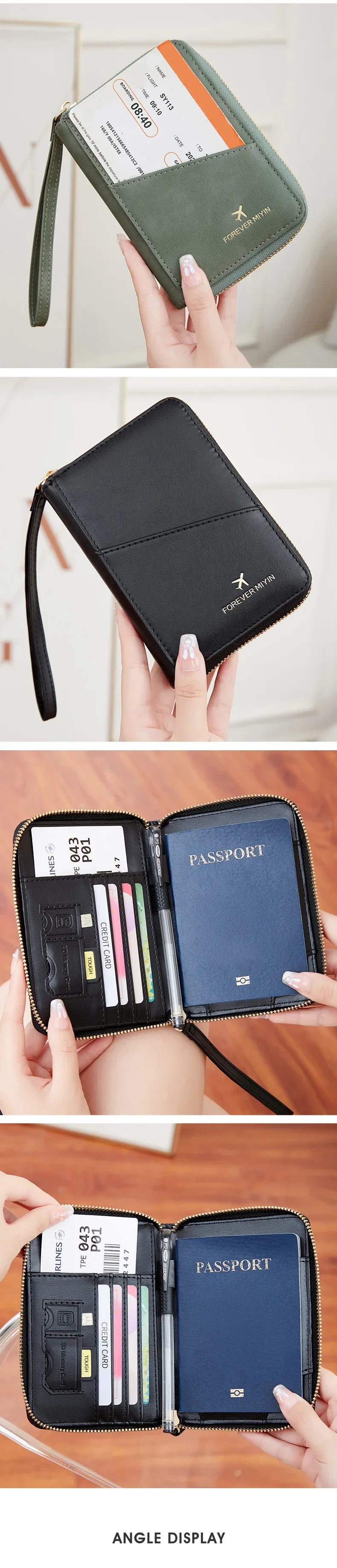 New Retro RFID PU Leather Passport Bag – Fashionable Multifunctional Passport Cover & Travel Clip for Men & Women