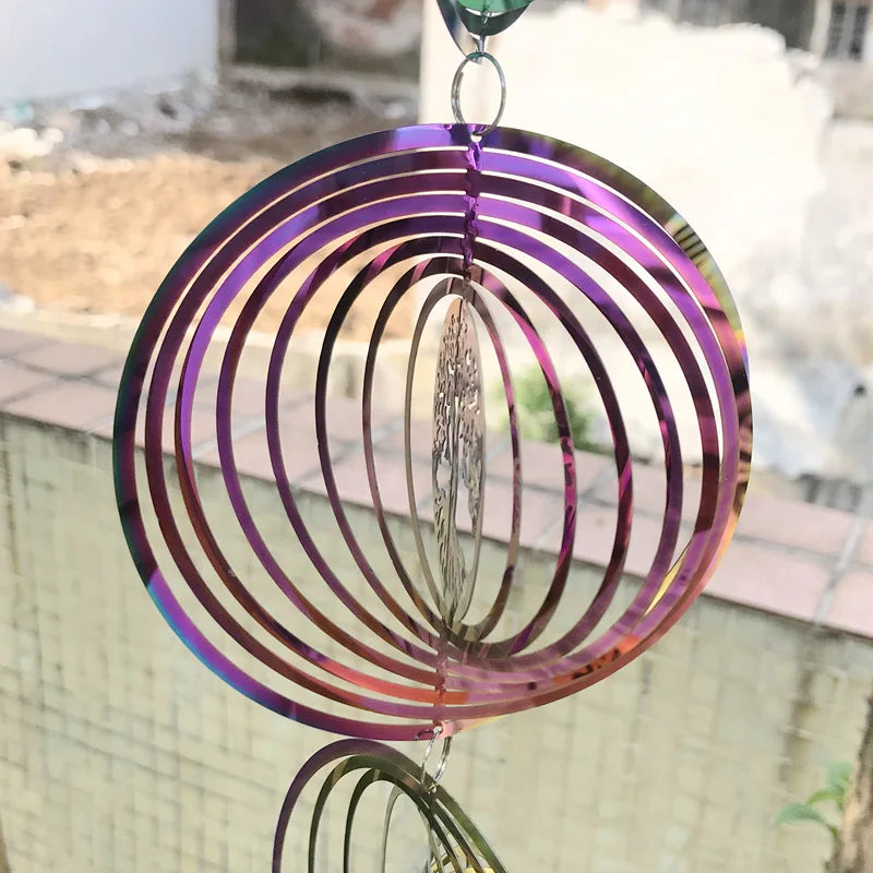 3D Rotating Tree of Life Wind Spinner Chimes – Aesthetic Outdoor Garden Hanging Decor