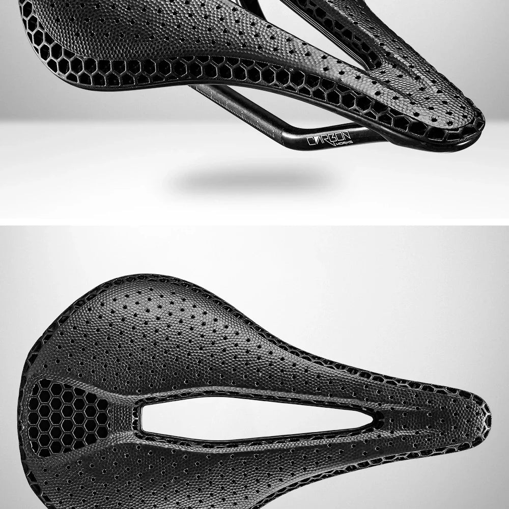 RYET Ultra Full Carbon 3D Printed Bike Saddle — 145mm Lightweight MTB Seat with High Modulus Carbon Fiber Base