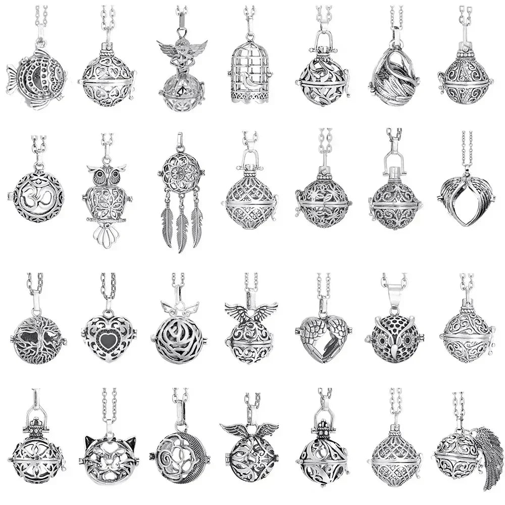 Vintage Mexico Angel Ball Chime Necklace – Antique Locket Aromatherapy Essential Oil Diffuser