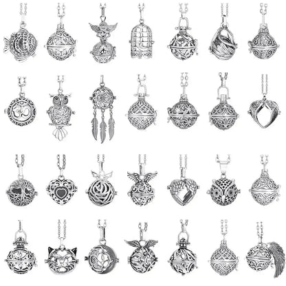 Vintage Mexico Angel Ball Chime Necklace – Antique Locket Aromatherapy Essential Oil Diffuser