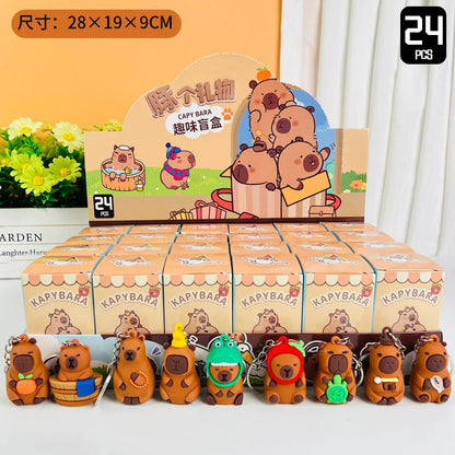 24pcs Capybara Blind Box Keychain — Cute Snot Bear Mystery Figures for Bags, Backpacks & Decorations