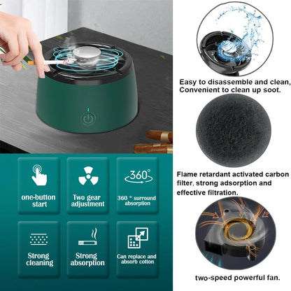 USB Charging Ashtray with Air Purification - Automatic Smoke Removal, Smoke Eliminator Air Purifier Ash Tray for Home
