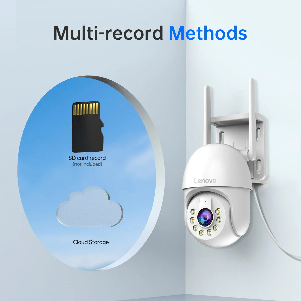 Lenovo 3MP/5MP PTZ WiFi IP Camera, 4X Digital Zoom, Audio, Color Night Vision, Waterproof, Outdoor CCTV Smart Home Surveillance
