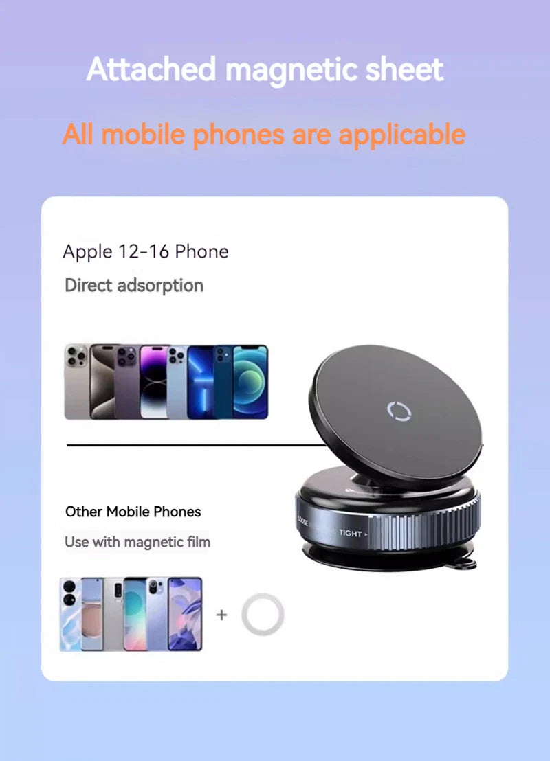 Vacuum Magnetic Car Phone Holder – Universal Suction Cup, Mirror & Shower Stand for iPhone 16/15/14/13/12 Pro Max, Samsung