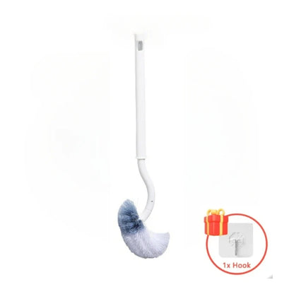 S Shaped Toilet Brush - Wall Mounted 360° Bathroom Cleaning Brush with Long Handle Soft Bristles