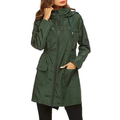 Women’s Lightweight Raincoat - Waterproof Hooded Windbreaker for Hiking & Travel