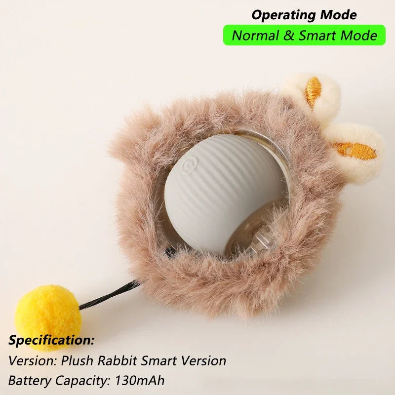 Cat Interactive Ball Toy – Automatic Rolling Ball with Tail, Rechargeable Smart Pet Toy, Intelligent Mouse for Cats