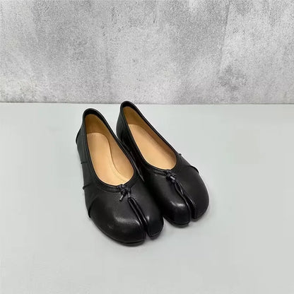 Women’s Luxury PU Leather Tabi Flats – Handmade Split-Toe Mule Shoes, Fashion High-Quality Designer Slip-On Footwear