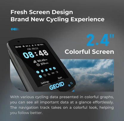 GEOID CC600 Bike Computer – Color Screen Smart GPS Speedometer with Wireless ANT+, WIFI, 11 Languages & Cycling Odometer