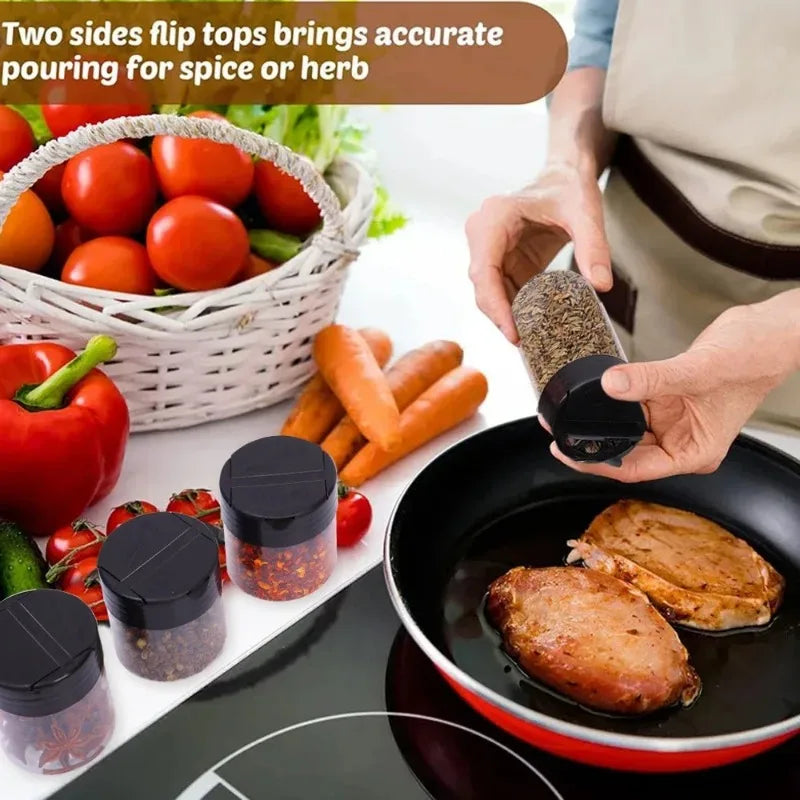 1/12x Plastic Spice Jars with Shaker Lids – Transparent Safety Bottles for Kitchen Storage
