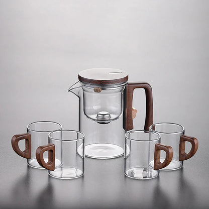 Glass Tea Pot Kettle with Magnetic Infuser - 520ML/720ML Tea Filtration Cup Set with One-Click Switch