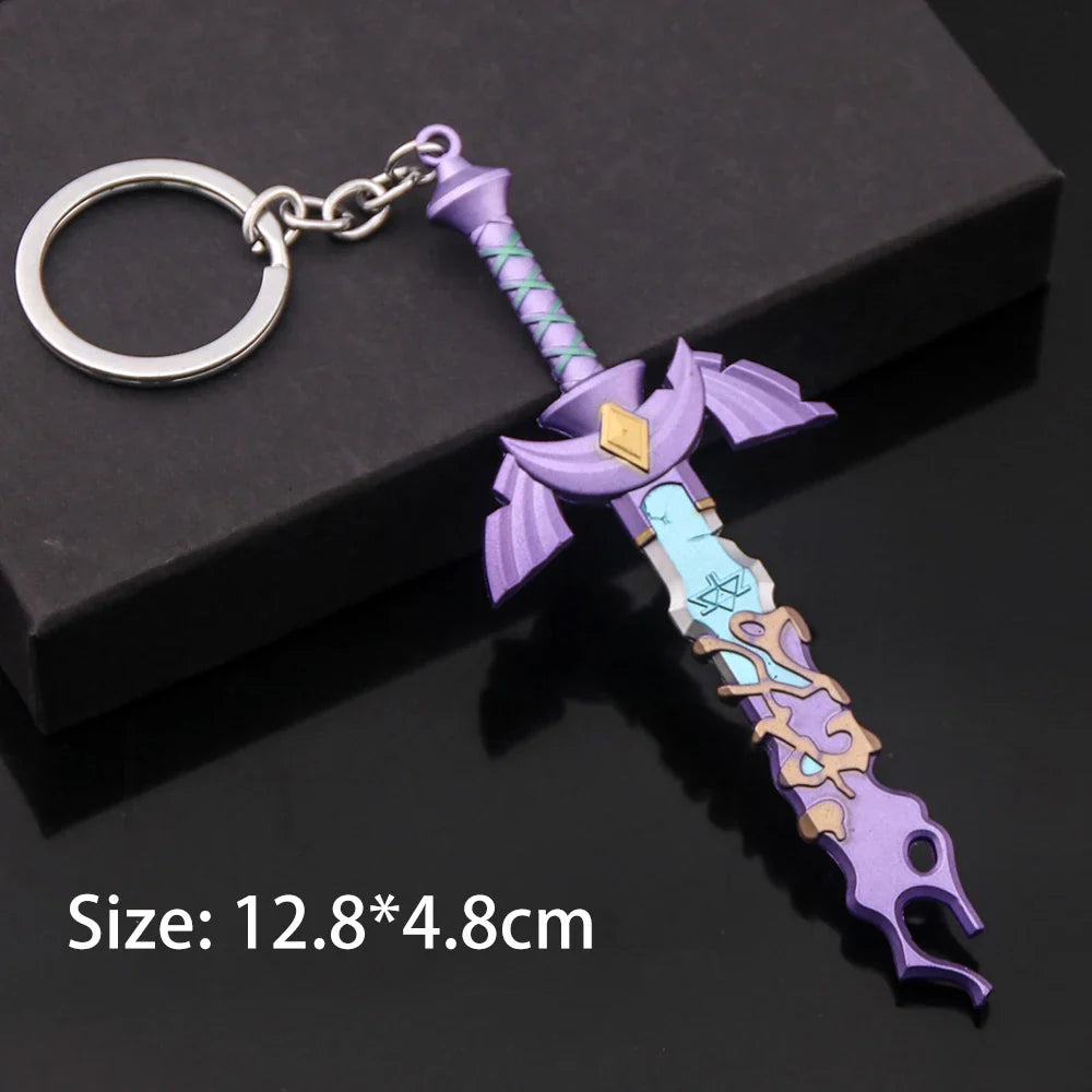 Zelda Tears of the Kingdom Purah Pad Keychain – Master Sword & Hylian Shield Pendant for Fans