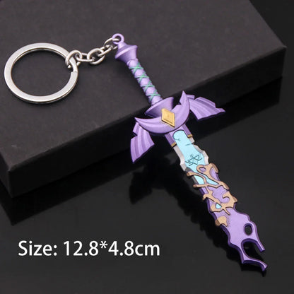 Zelda Tears of the Kingdom Purah Pad Keychain – Master Sword & Hylian Shield Pendant for Fans