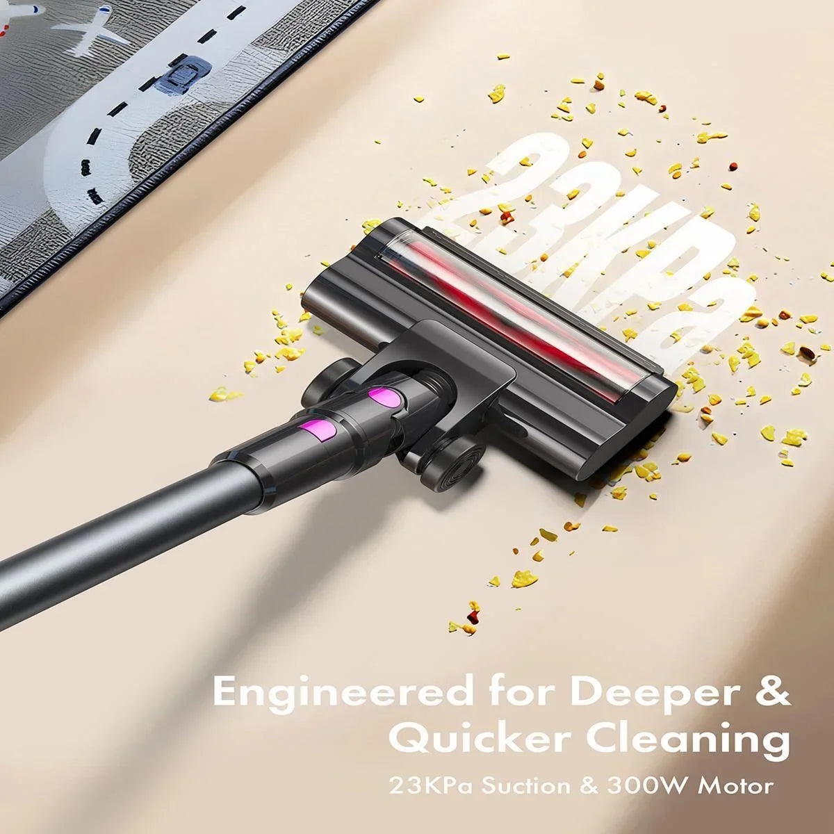 Homeika Cordless Vacuum Cleaner – 23KPa Powerful Suction, 48min Runtime, LED Display for Hard Floors & Carpets