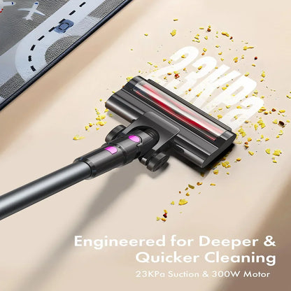 Homeika Cordless Vacuum Cleaner – 23KPa Powerful Suction, 48min Runtime, LED Display for Hard Floors & Carpets