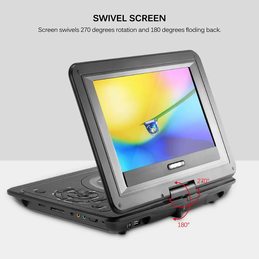 9" Portable HD TV DVD Player – 16:9 LCD Screen, 234x480 Resolution, CD/Game/TV/USB/Radio Compatible