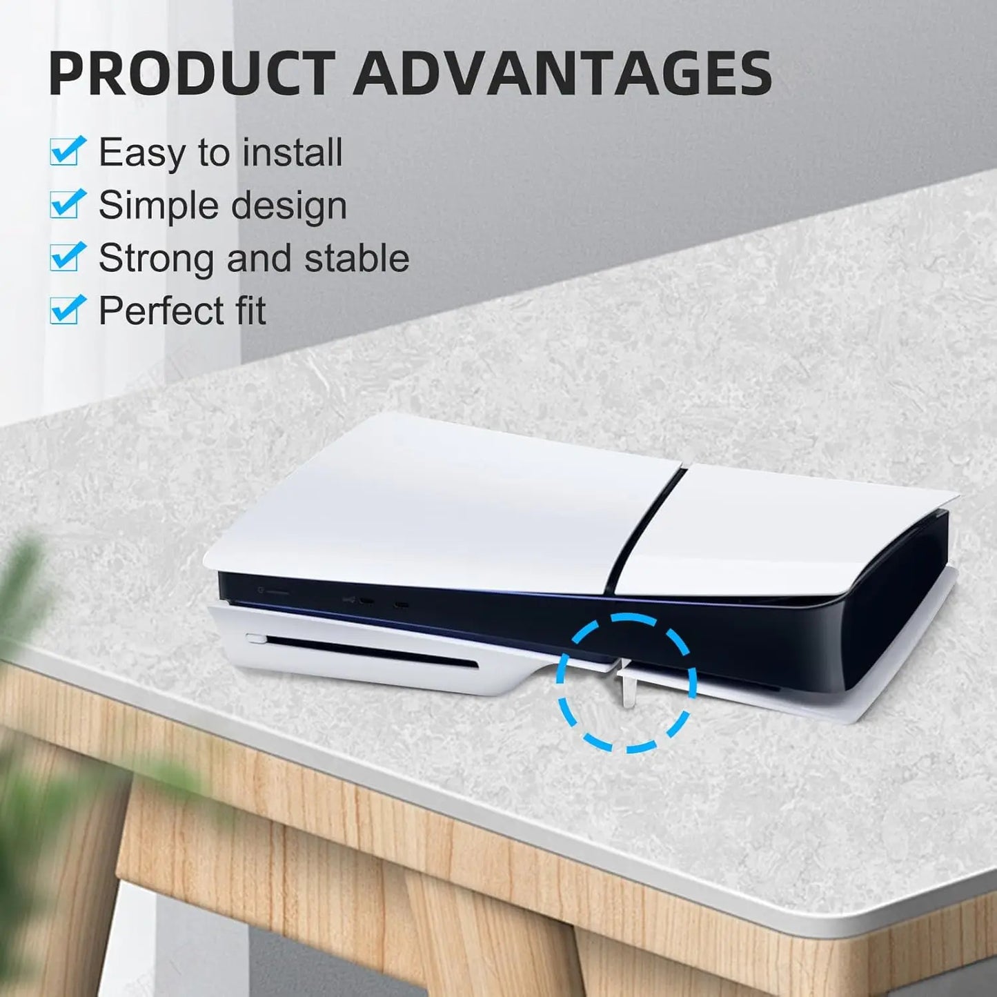 PS5 Slim & PS5 Pro Horizontal Stand Bracket – Cooling Feet Holder Base for Disc & Digital Edition Console Accessories