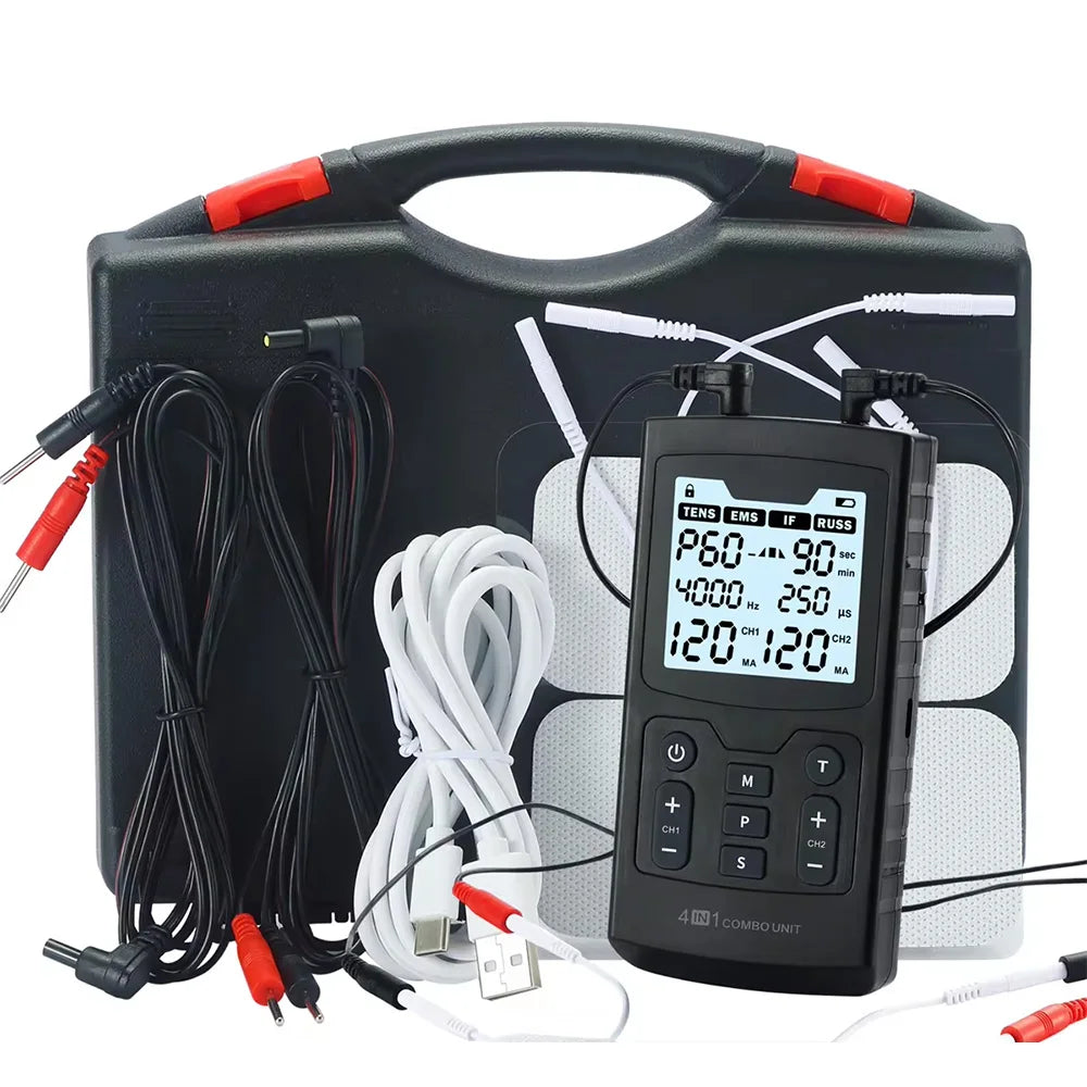 4-in-1 Electric Muscle Stimulator - EMS, IFT, RUSS, TENS High-Frequency Physiotherapy Pulse Device